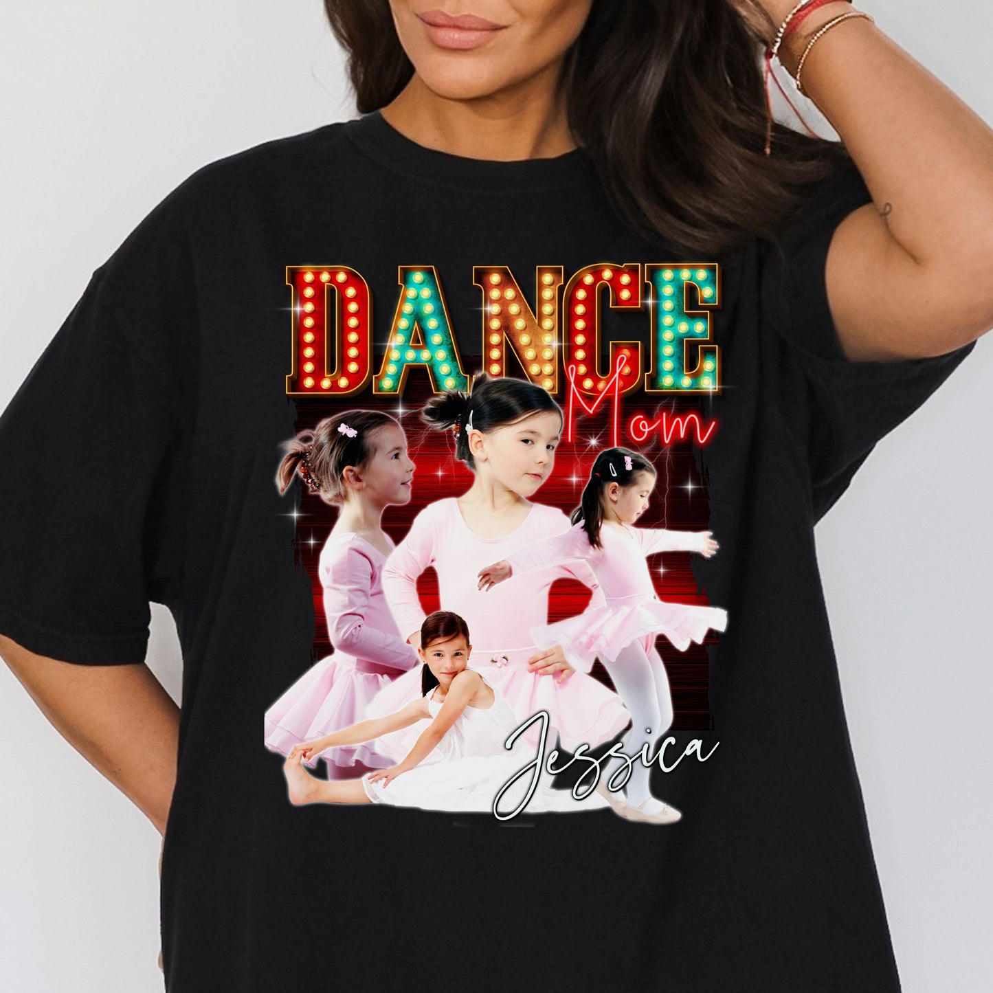 Custom Dance mom Comfort Colors Unisex T-Shirt Personalized Dance mama bootleg your photos dancer dance competition-Black-Family-Gift-Planet