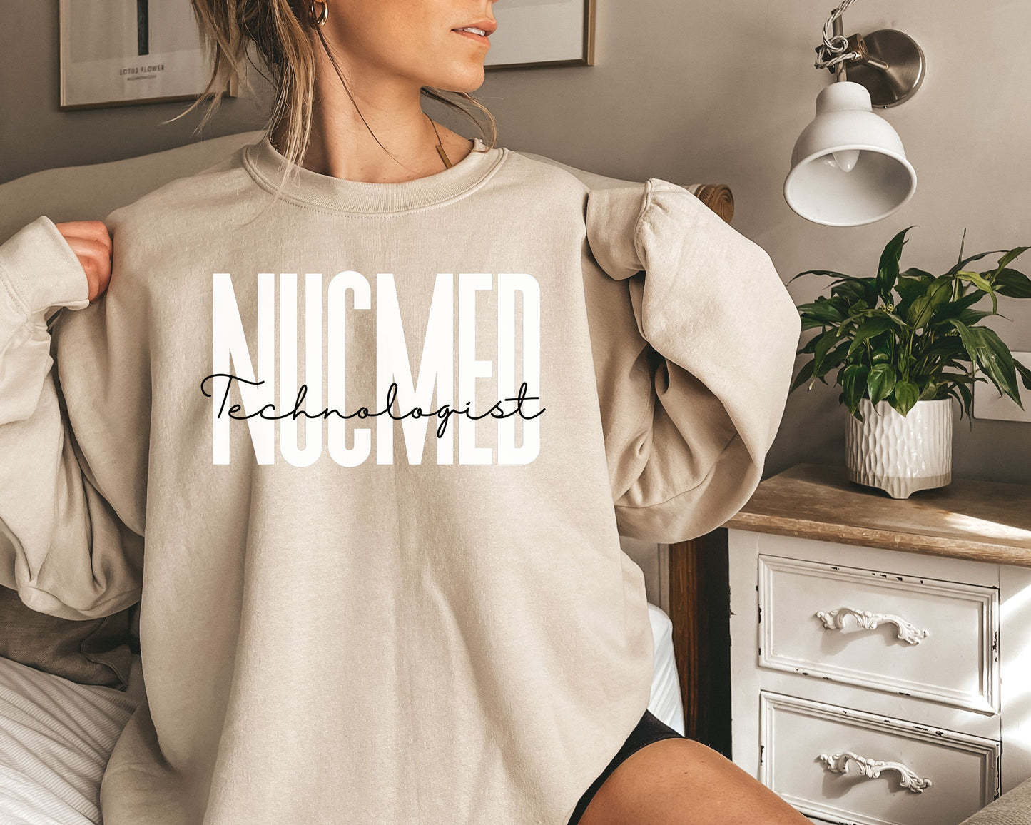 Nucmed Technologist Unisex Sweatshirt, Nuclear Medicine Crewneck Sand-Family-Gift-Planet