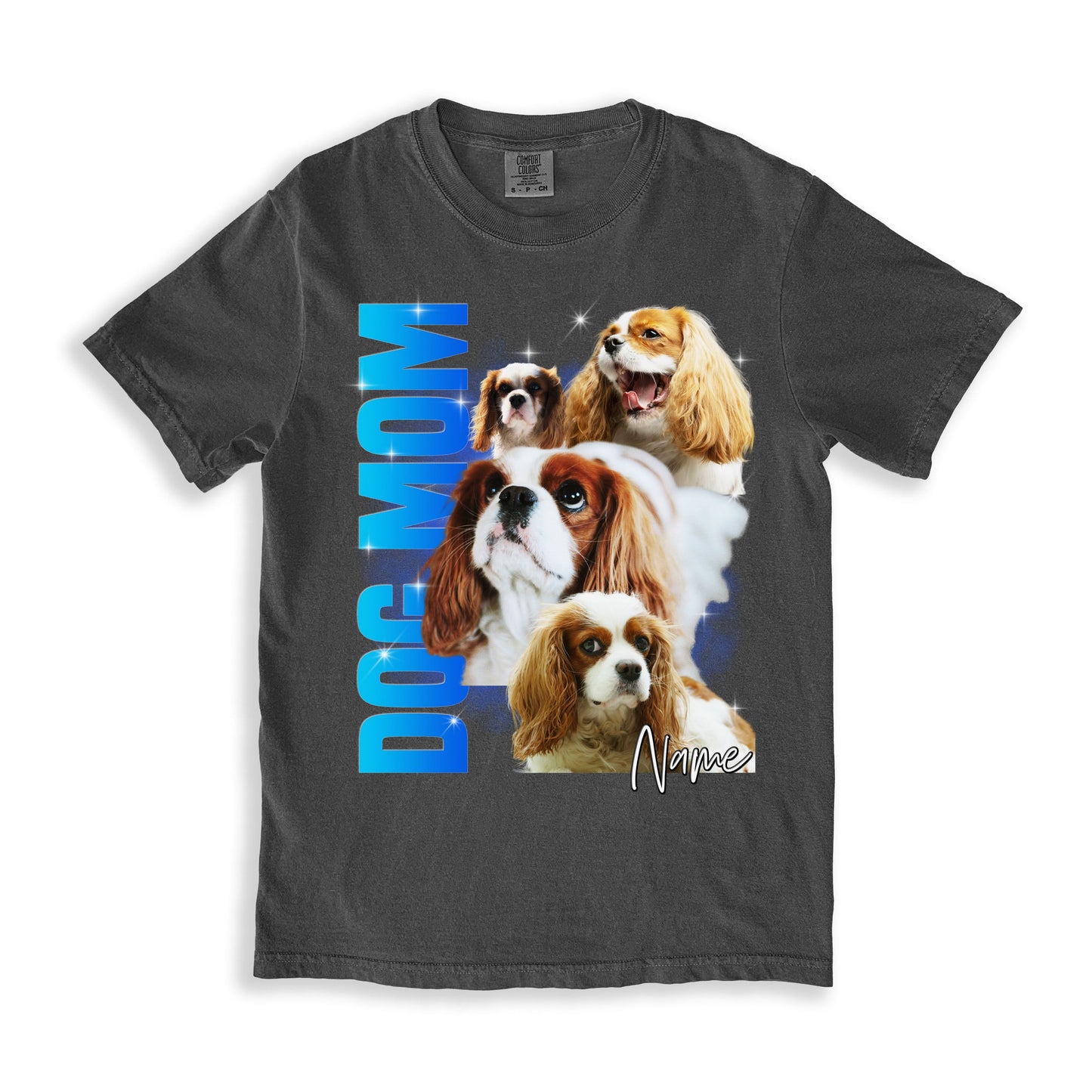 Custom Dog Mom Comfort Colors Unisex T-Shirt Personalized Cavalier bootleg tee your photos dog mama-Family-Gift-Planet