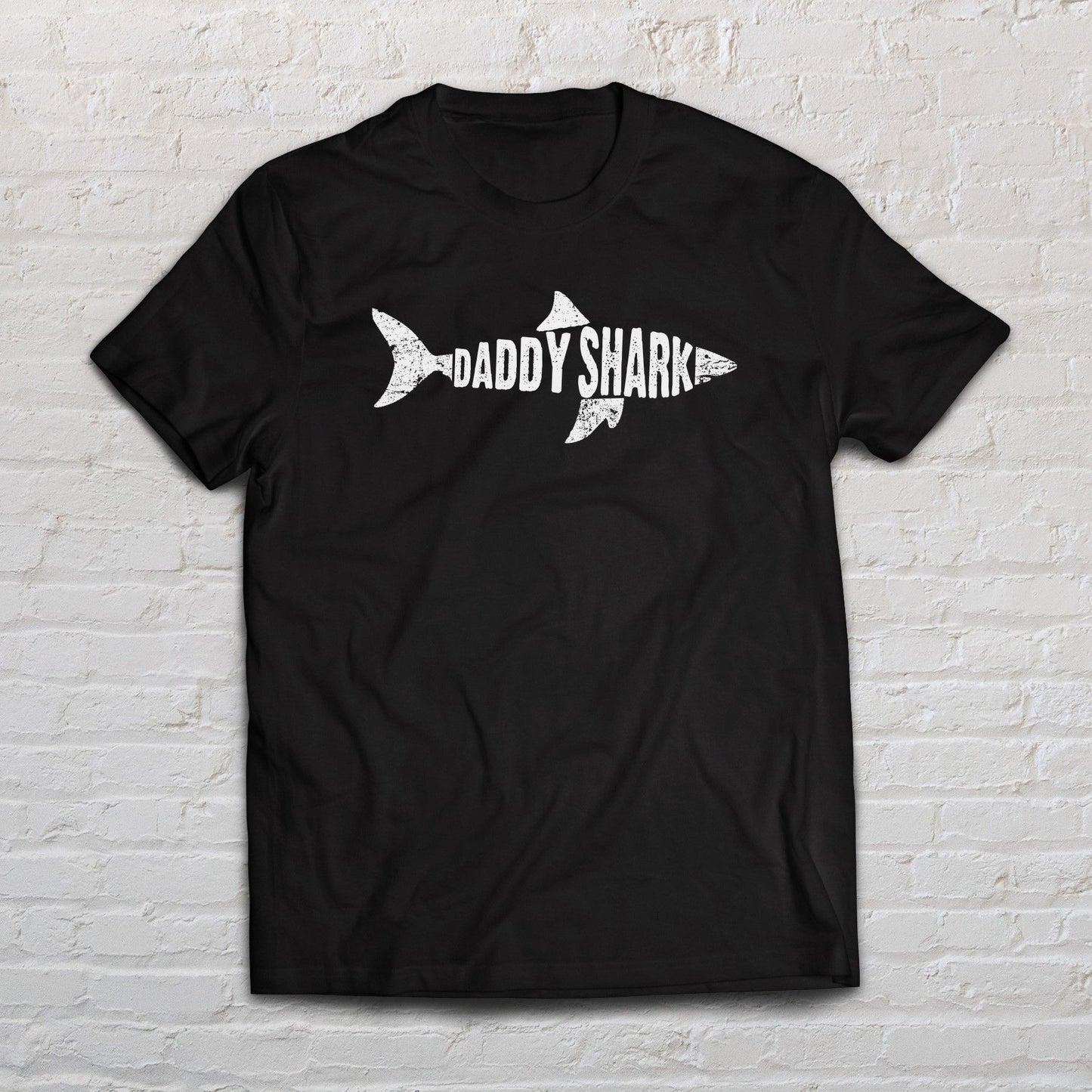 Daddy Shark Shirt Fathers Day tee Black Navy Dark Heather-Black-Family-Gift-Planet