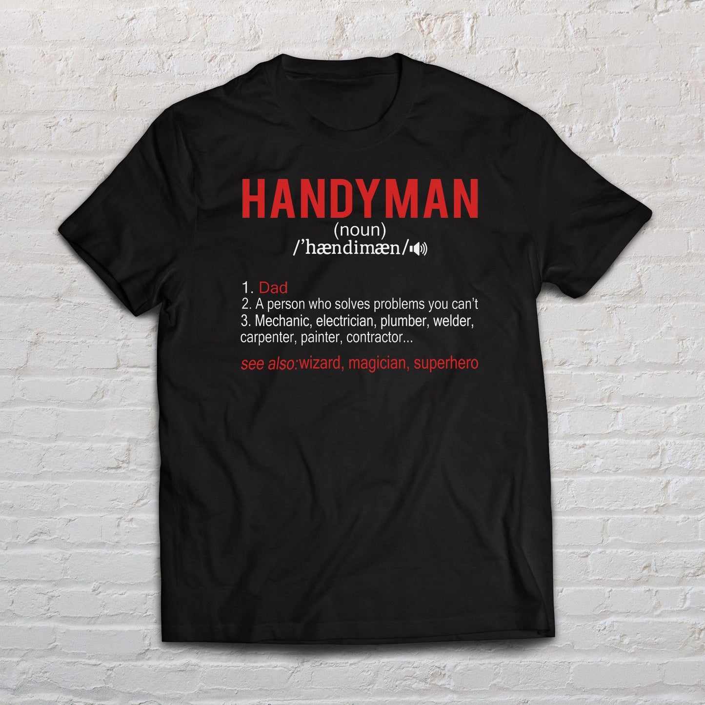Handyman Definition shirt gift for dad Black Navy Dark Heather-Black-Family-Gift-Planet