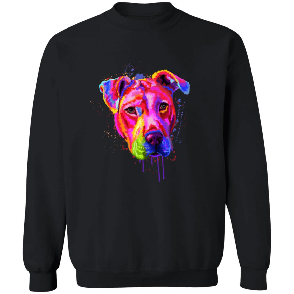 Splash colors Pitbull dog Unisex Crewneck Sweatshirt Abstract pet design-Family-Gift-Planet