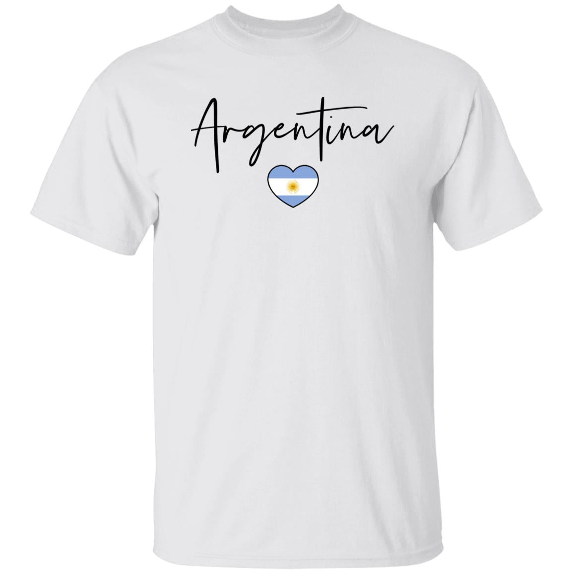 Argentina flag heart Unisex T-shirt Argentina love tee White Sand Blue-Family-Gift-Planet