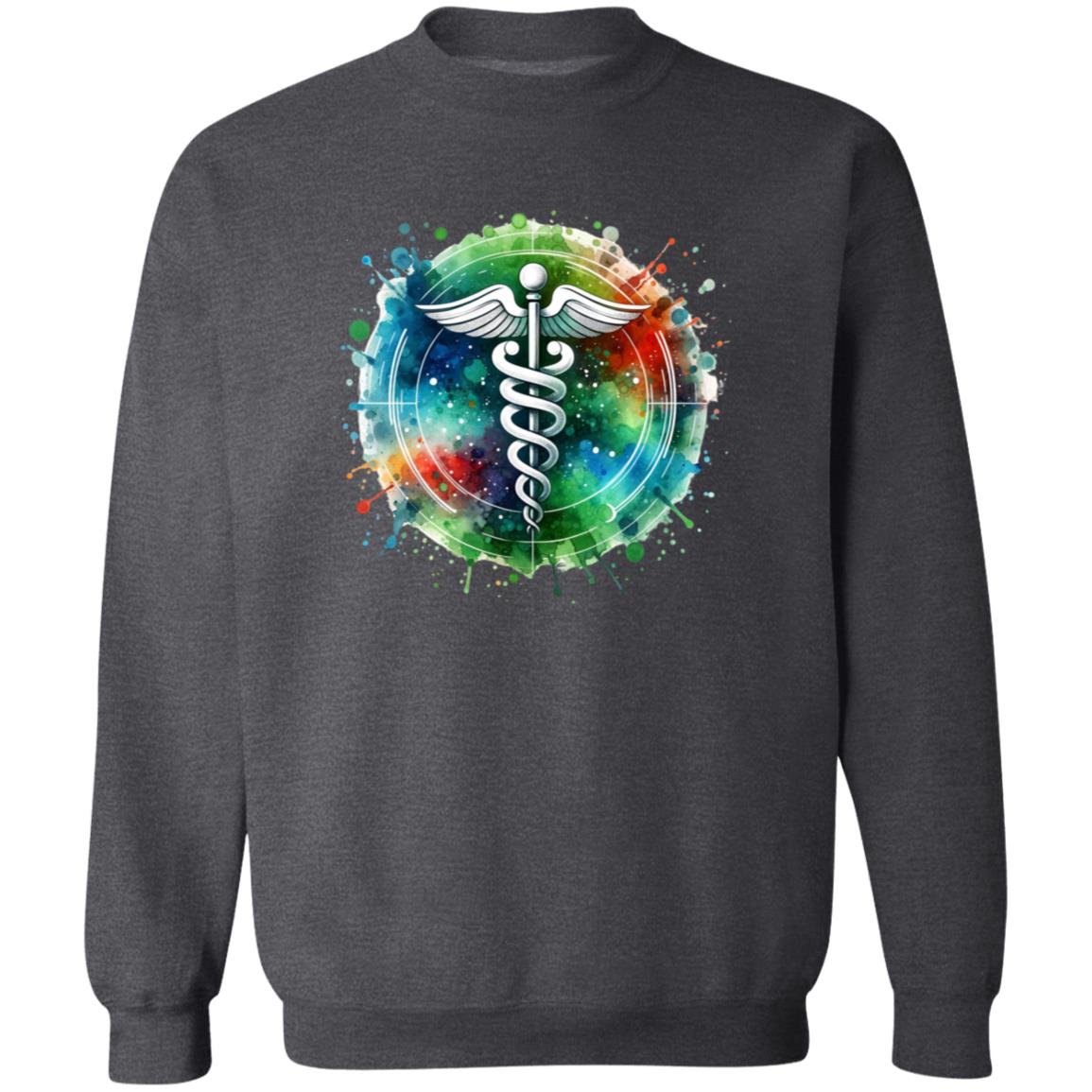 Artistic Medical sign Color Splash Unisex Sweatshirt Registered Nurse Black Navy Dark Heather-Family-Gift-Planet