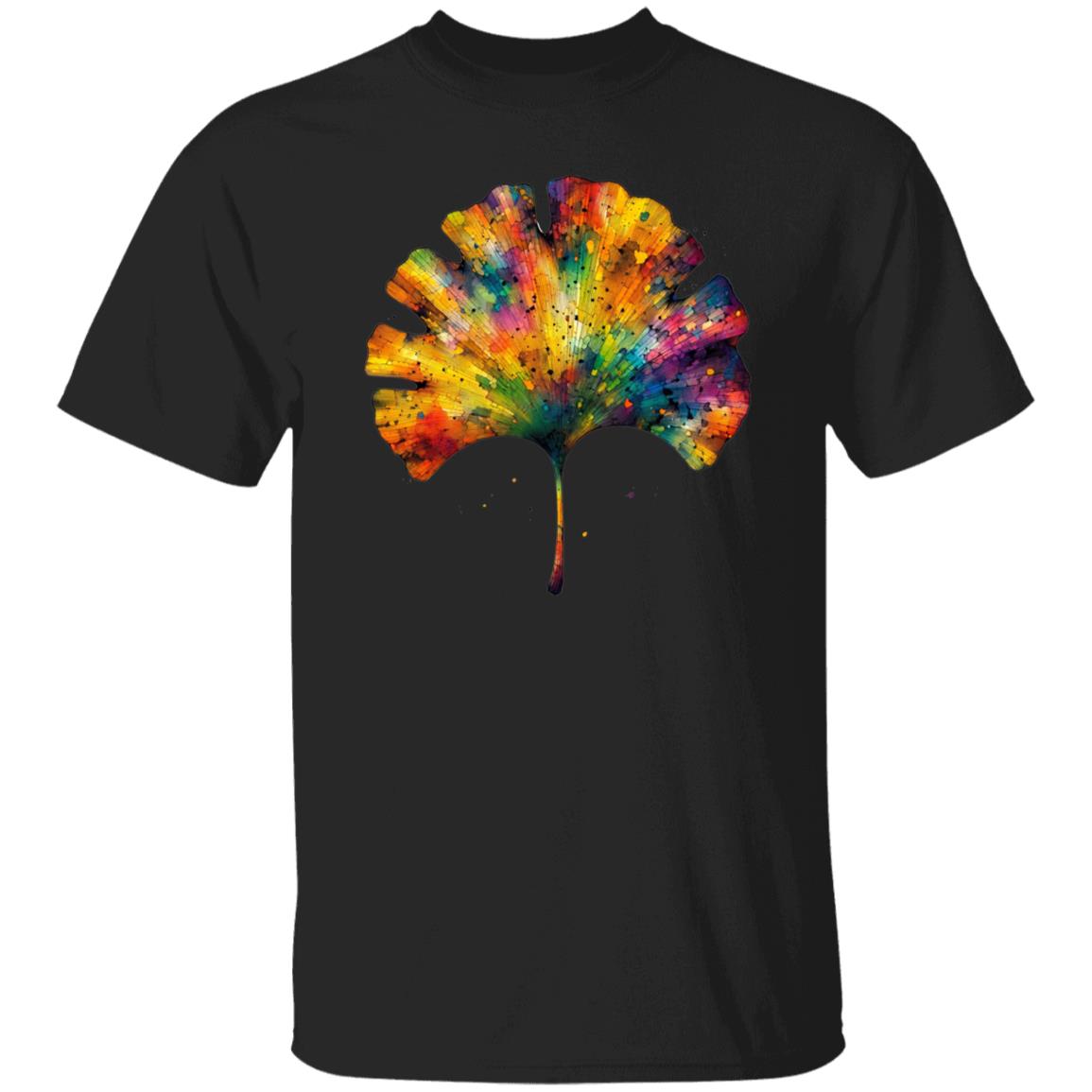 Cool Ginkgo Leaf Color Splash Unisex T-shirt Black Navy Dark Heather-Family-Gift-Planet