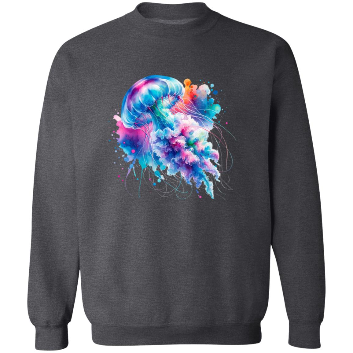 Jellyfish Color Splash Unisex Sweatshirt Black Navy Dark Heather-Family-Gift-Planet
