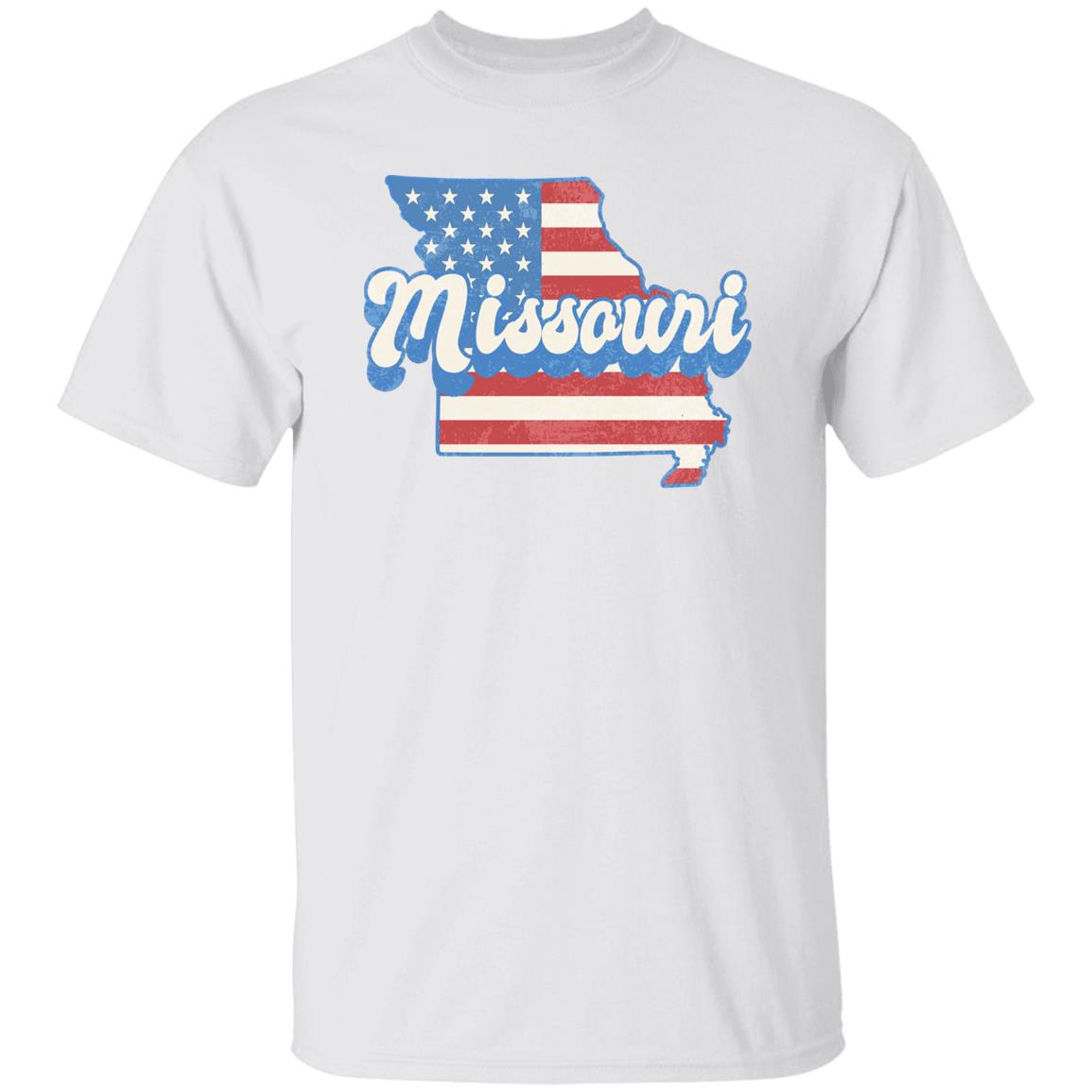 Missouri US flag Unisex T-Shirt American patriotic MO state tee White Ash Blue-White-Family-Gift-Planet