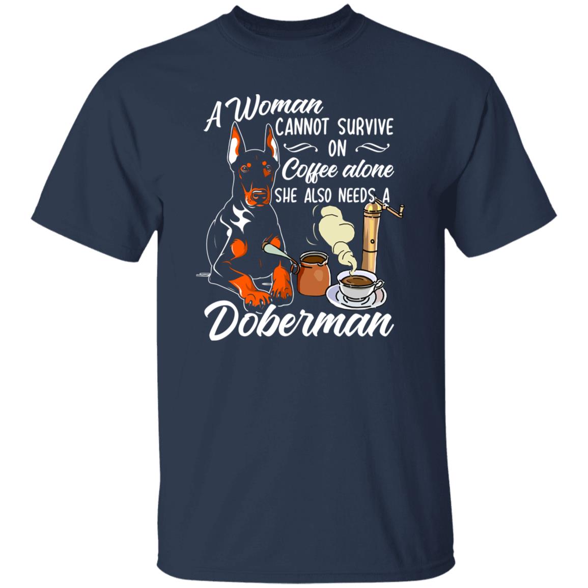 She also needs a Doberman T-Shirt gift Coffee and Doberman Dog mom Unisex tee Black Navy Dark Heather-Family-Gift-Planet