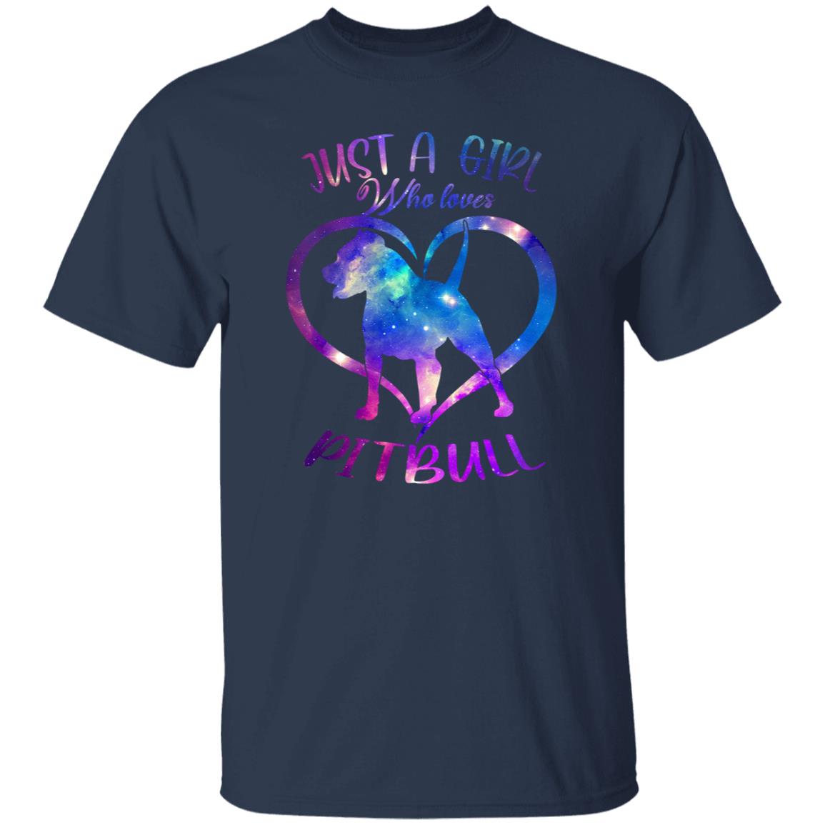 Pitbull mama heart T-Shirt gift Just a girl who loves Pitbull Dog mom Unisex tee Black Navy Dark Heather-Family-Gift-Planet