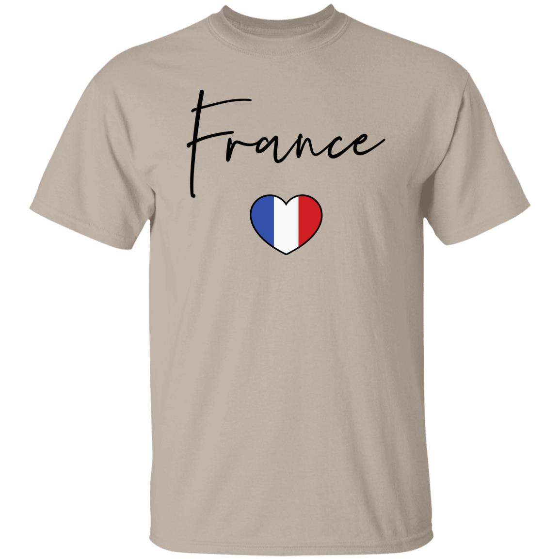 France flag heart Unisex T-shirt France love tee White Sand Blue-Family-Gift-Planet