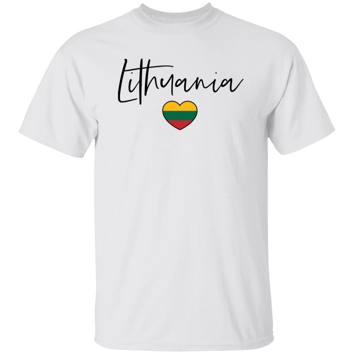 Lithuania flag heart Unisex T-shirt Lithuania love tee White Sand Blue-Family-Gift-Planet