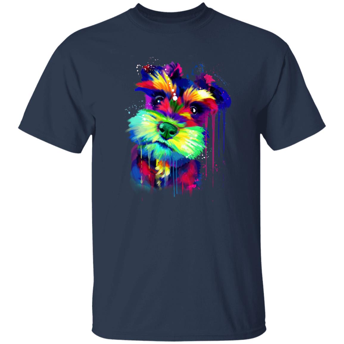 Abstract Watercolor Art Schnauzer dog Unisex shirt S-2XL black navy dark heather-Navy-Family-Gift-Planet