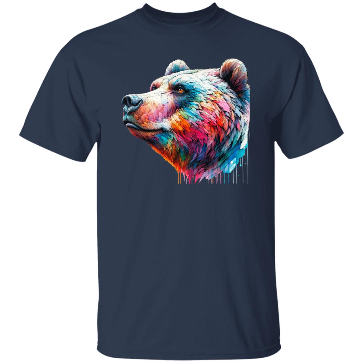 Artistic Bear Color Splash Unisex T-shirt Black Navy Dark Heather-Family-Gift-Planet