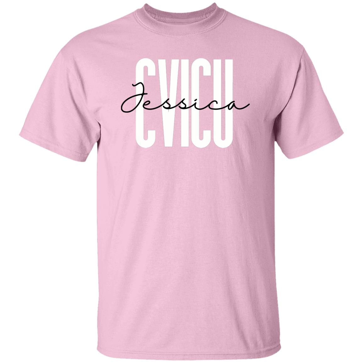 Personalized CVICU Unisex T-shirt Custom name cardiac nurse Sand Blue Pink-Family-Gift-Planet