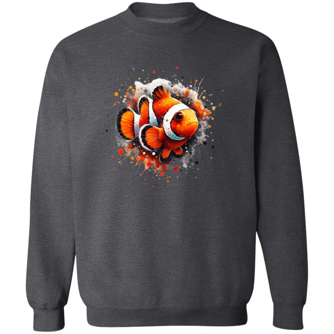 Artistic Clownfish Color Splash Unisex Sweatshirt Black Navy Dark Heather-Family-Gift-Planet