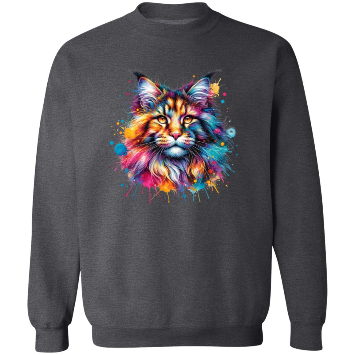 Maine Coon Mama Color Splash Unisex Sweatshirt Black Navy Dark Heather-Family-Gift-Planet