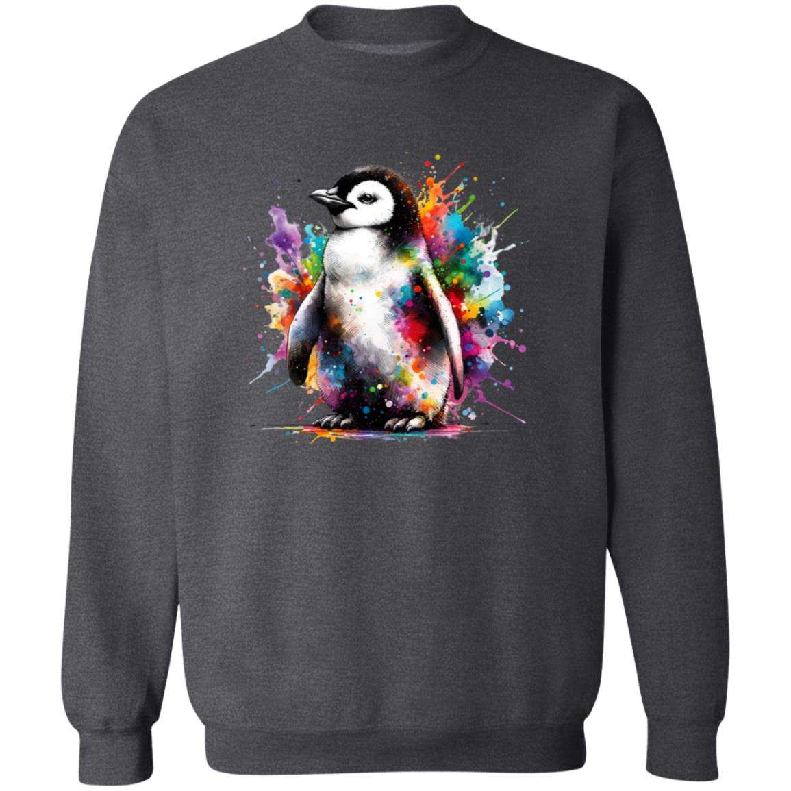 Artistic Penguin Color Splash Unisex Sweatshirt Black Navy Dark Heather-Family-Gift-Planet