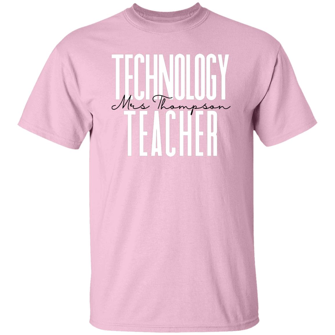 Personalized Technology teacher T-shirt gift Custom name Tech Teacher Unisex Tee Sand Pink Light Blue-Family-Gift-Planet