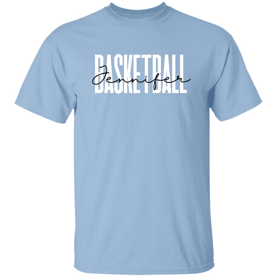 Personalized Basketball Unisex T-shirt Custom name basketball player Sand Blue Pink-Family-Gift-Planet