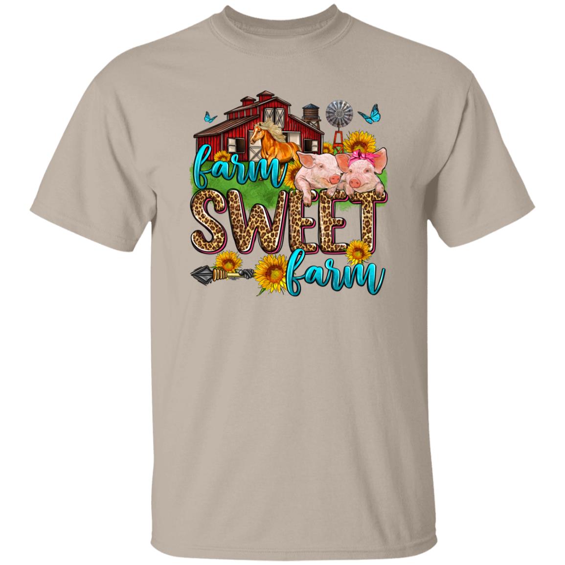 Farm sweet farm T-Shirt gift Country side farmer girl farm owner Unisex tee Sand White Sport Grey-Family-Gift-Planet