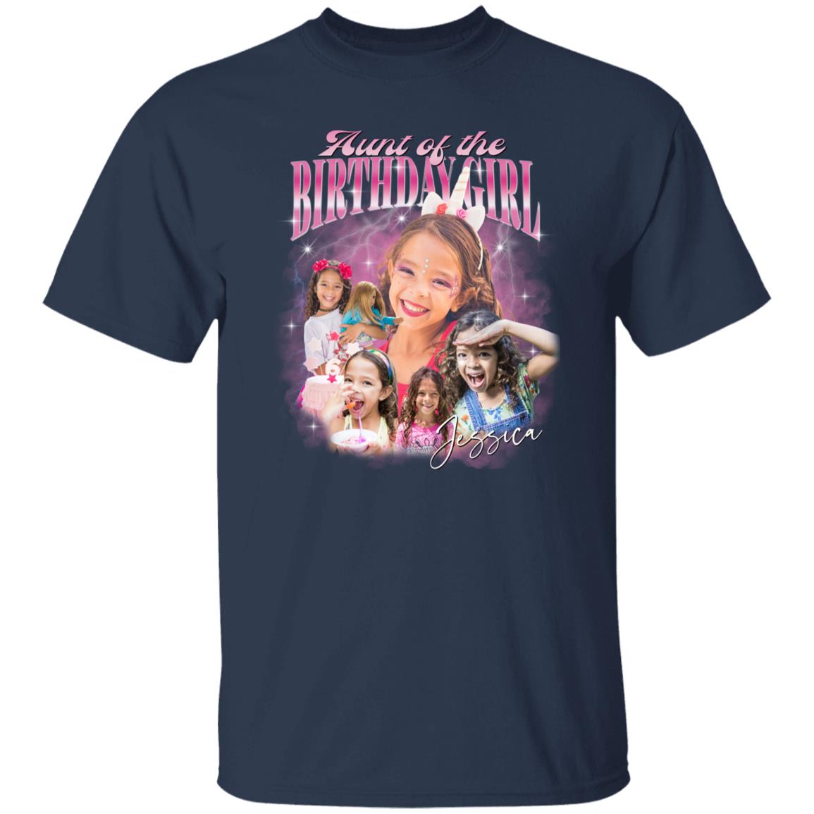 Custom Aunt of the Birthday Girl Unisex T-Shirt Your pictures Auntie tee Black Navy Dark Heather-Family-Gift-Planet