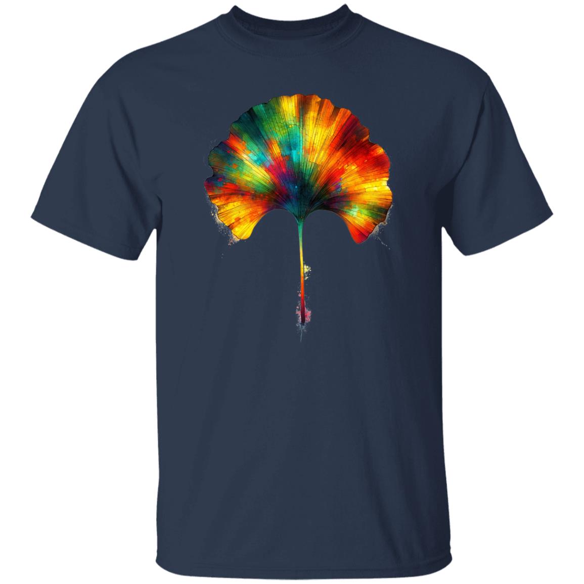 Colorful Ginkgo Leaf Color Splash Unisex T-shirt Black Navy Dark Heather-Family-Gift-Planet