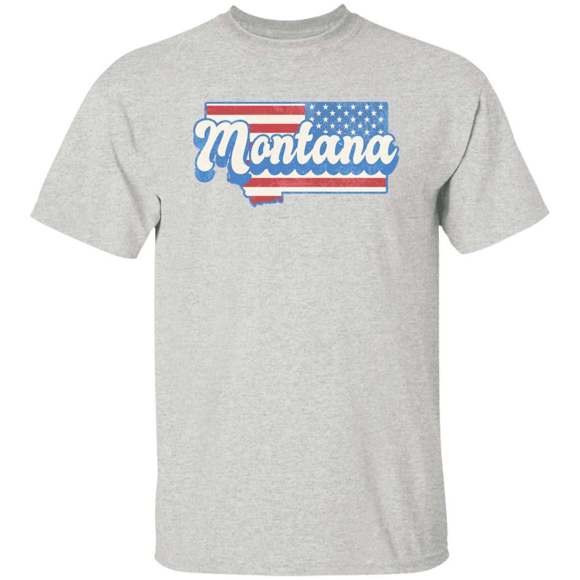 Montana US flag Unisex T-Shirt American patriotic MT state tee White Ash Blue-Ash-Family-Gift-Planet