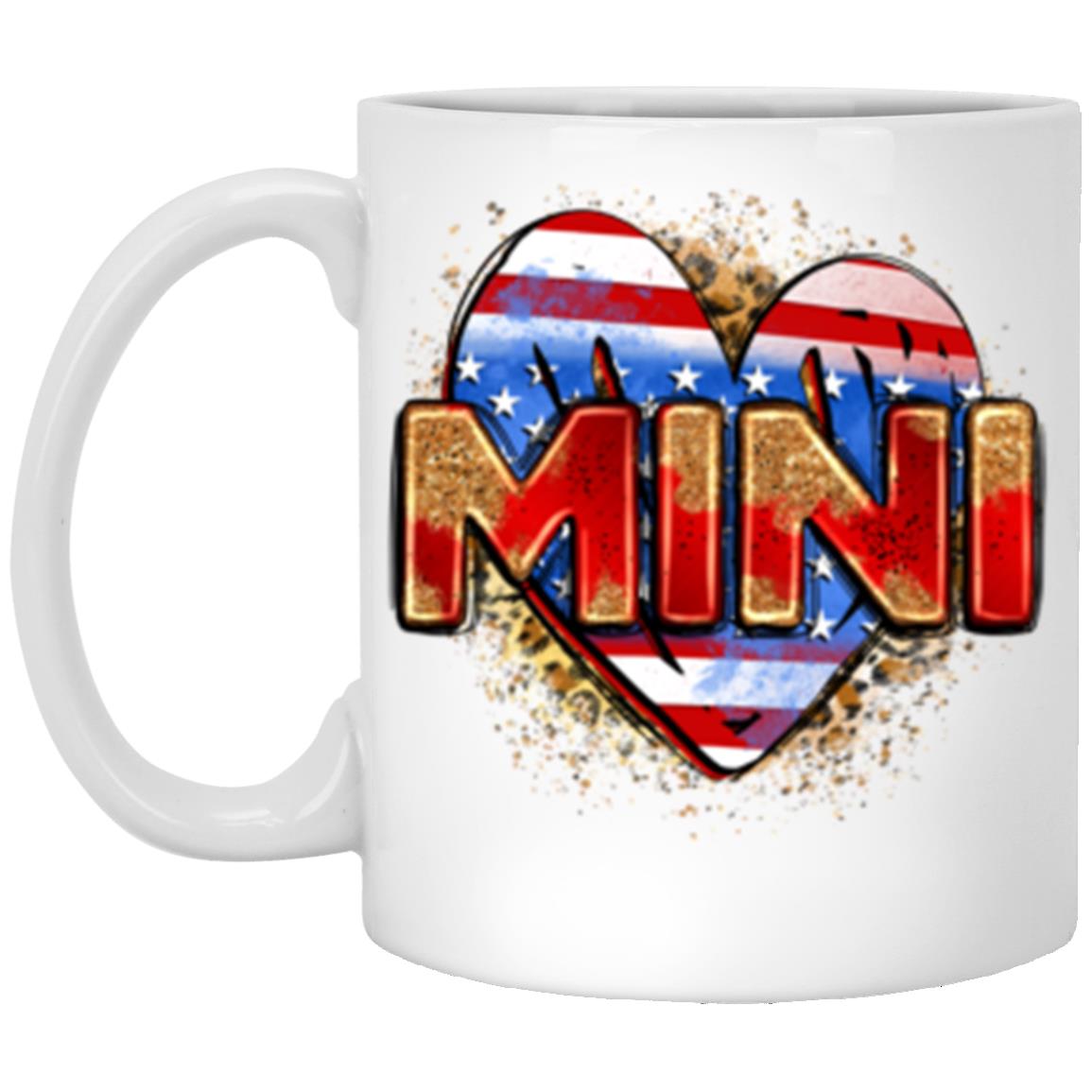 American Mini heart 11oz White Mug gift US flag grandma heart Independence day grandmother cup-Family-Gift-Planet