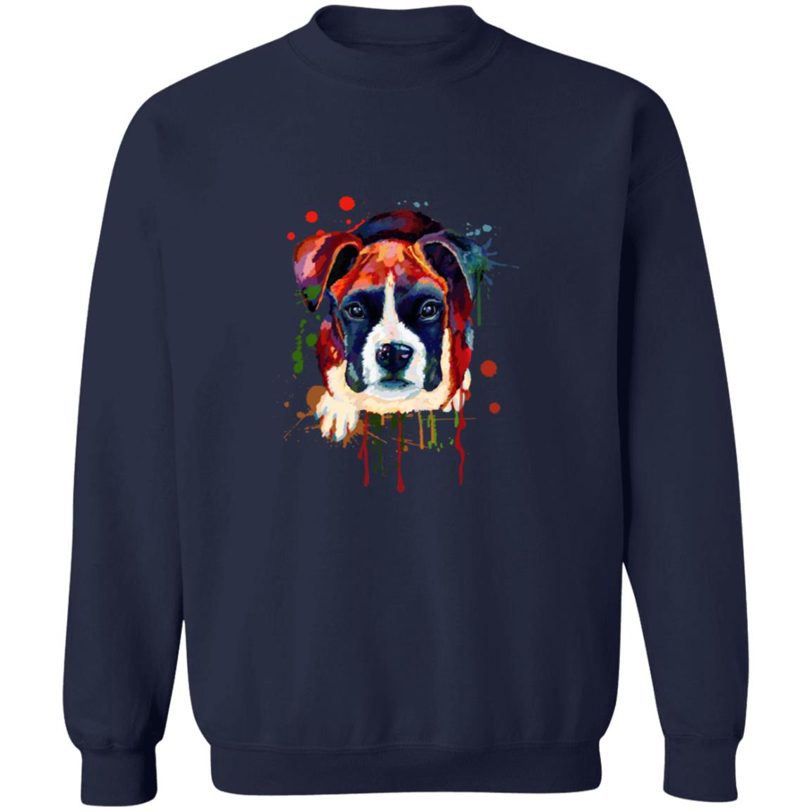 Abstract Boxer dog Unisex Crewneck Sweatshirt with expressive splashes-Family-Gift-Planet