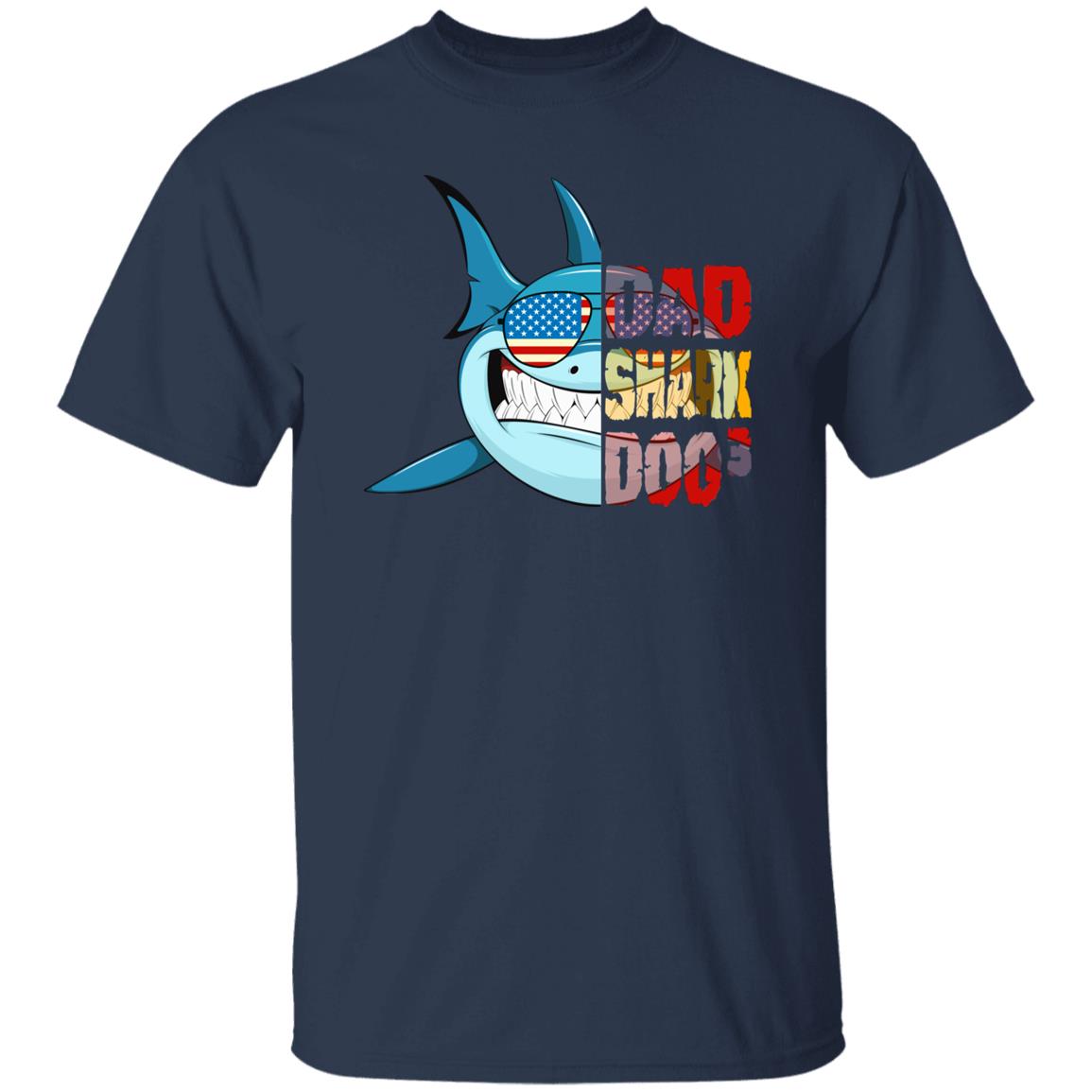 Dad Shark Doo ę shirt gift for father Black Navy Dark Heather-Family-Gift-Planet