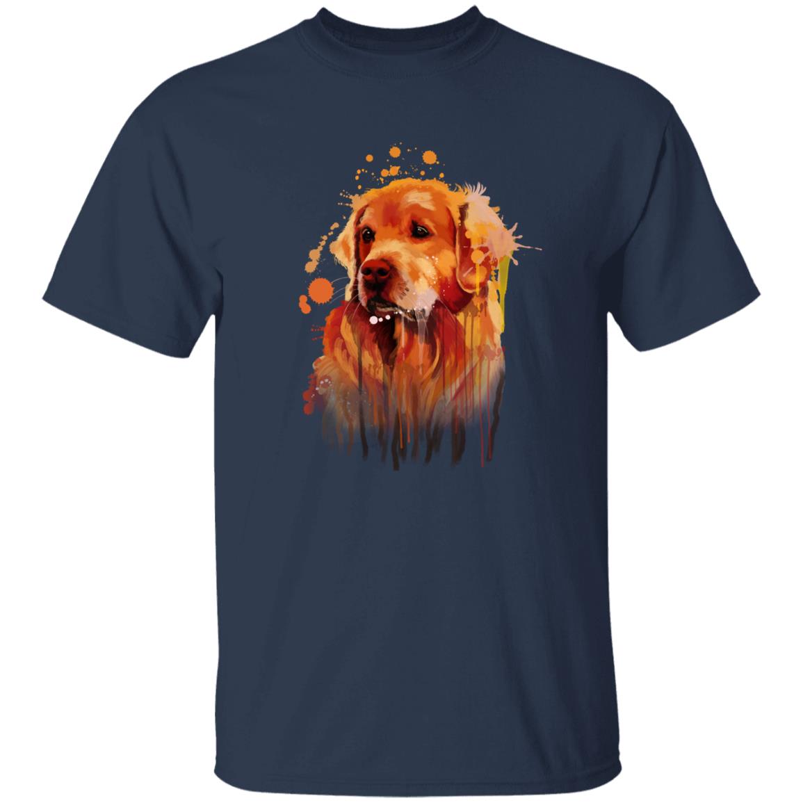 Watercolor Art Golden Retriever dog Unisex shirt S-2XL black navy dark heather-Navy-Family-Gift-Planet
