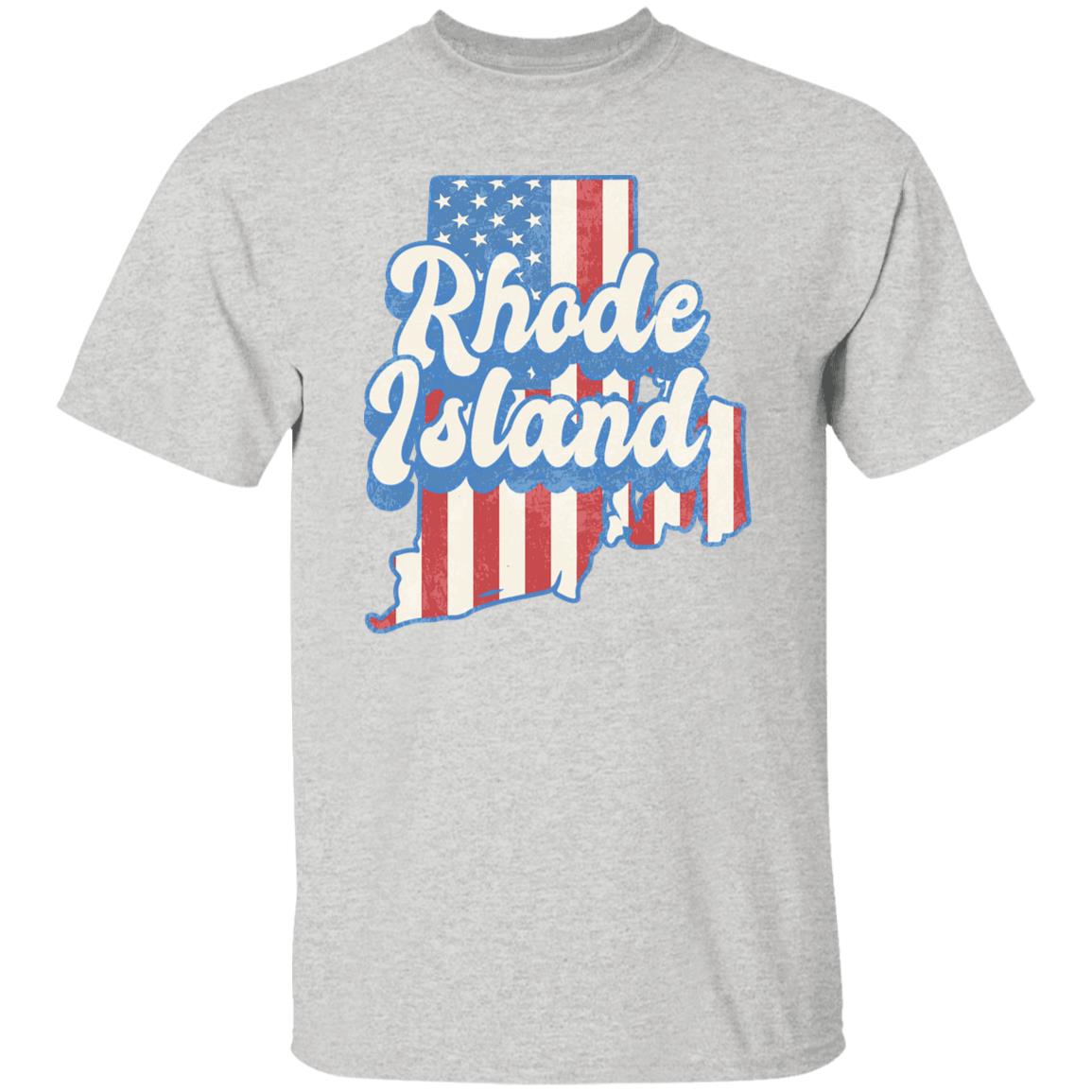 Rhode Island US flag Unisex T-Shirt American patriotic RI state tee White Ash Blue-Ash-Family-Gift-Planet
