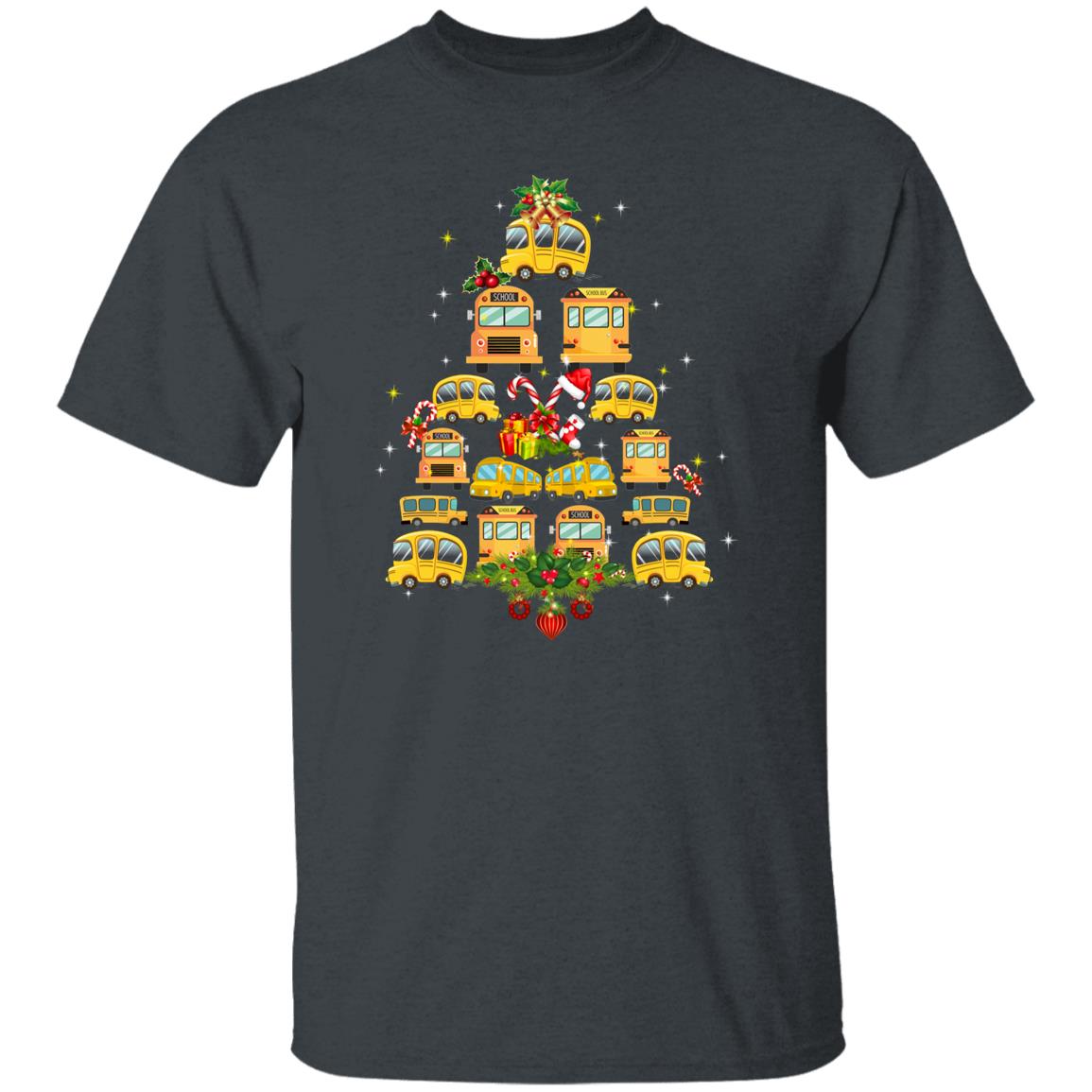 School Bus Driver Christmas Tree Unisex shirt Black Dark Heather-Family-Gift-Planet