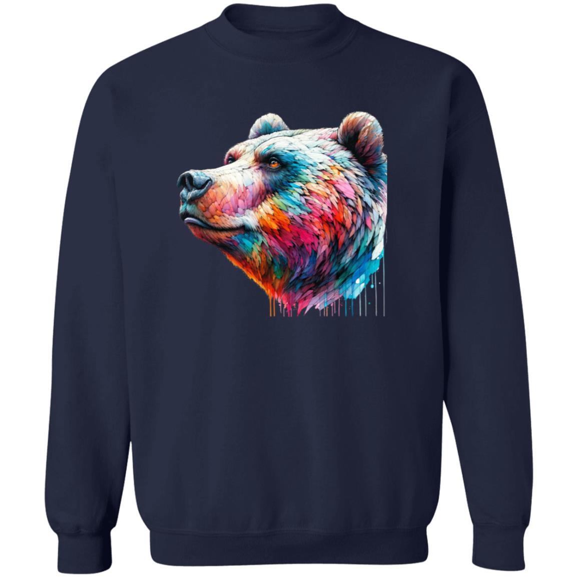 Artistic Bear Color Splash Unisex Sweatshirt Black Navy Dark Heather-Family-Gift-Planet
