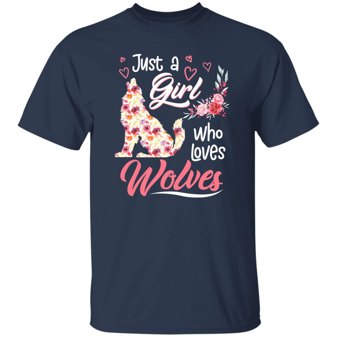 Just a girl who loves wolves T-Shirt gift Dog mom Unisex tee Black Navy Dark Heather-Family-Gift-Planet