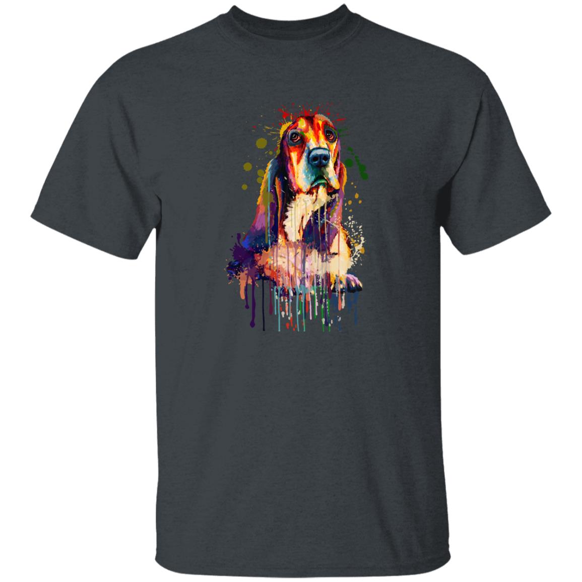 Digital Art Basset Hound dog Unisex shirt S-2XL black navy dark heather-Dark Heather-Family-Gift-Planet