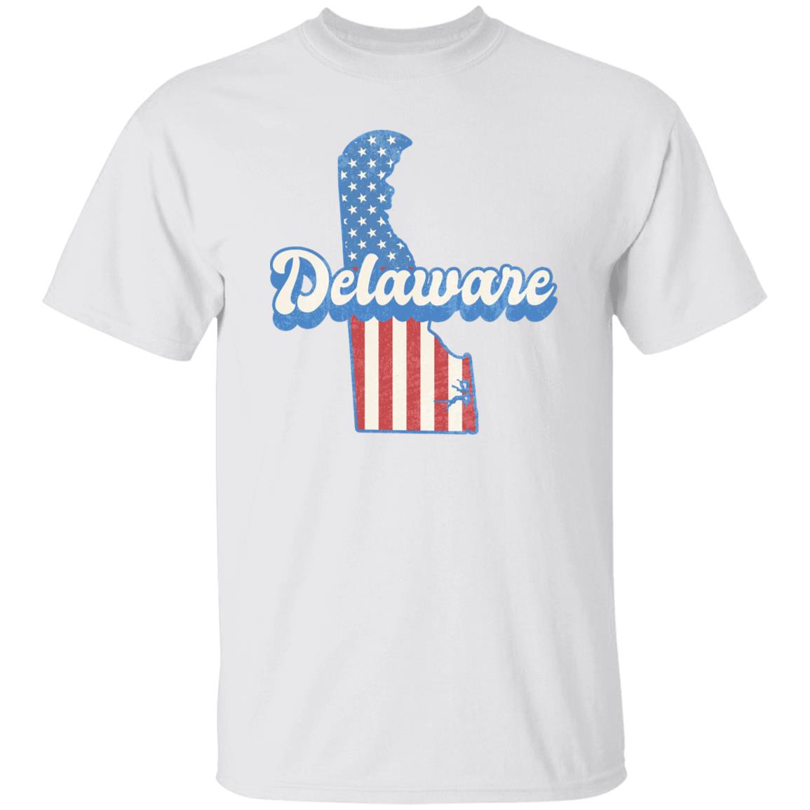 Delaware US flag Unisex T-Shirt American patriotic DE state tee White Ash Blue-White-Family-Gift-Planet