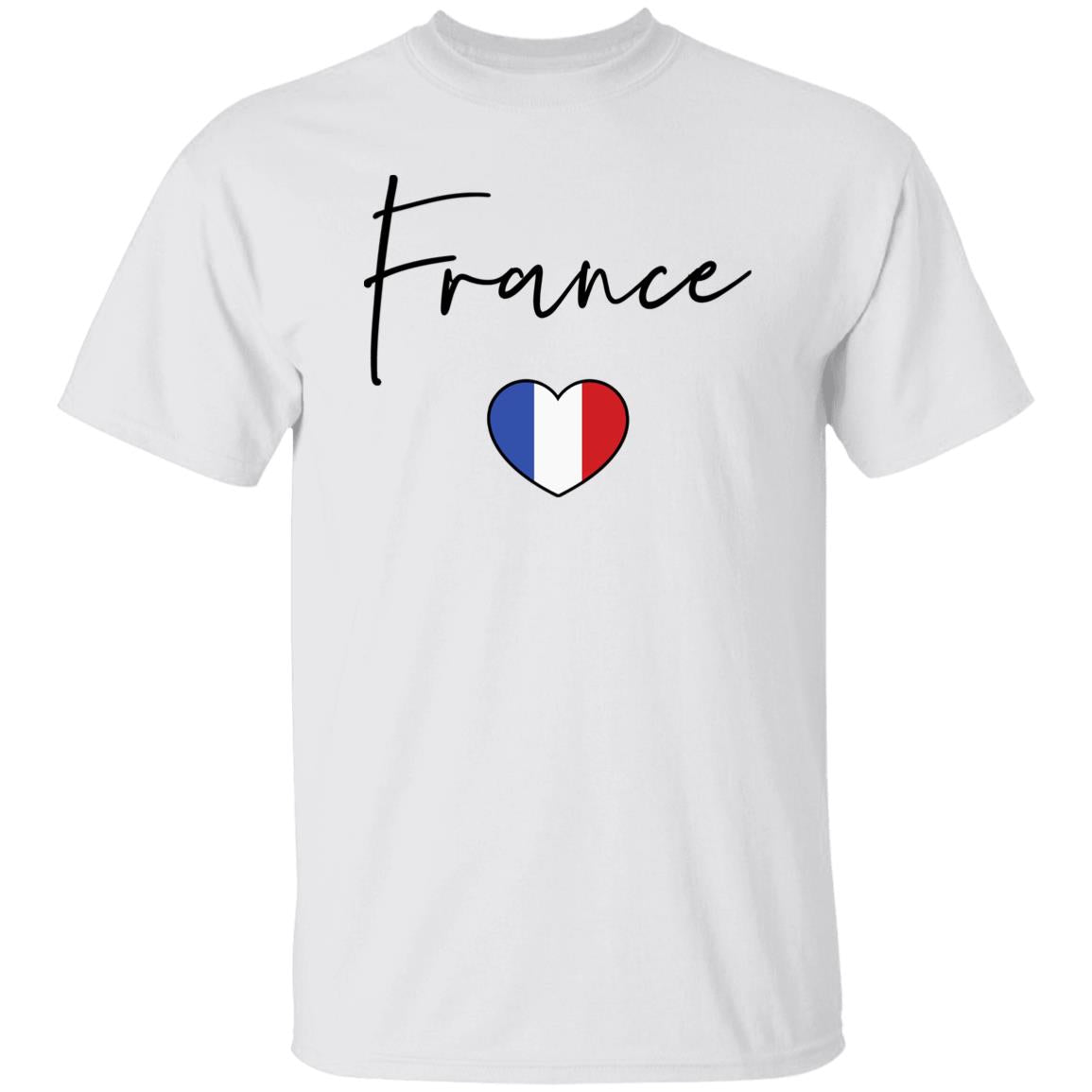 France flag heart Unisex T-shirt France love tee White Sand Blue-Family-Gift-Planet