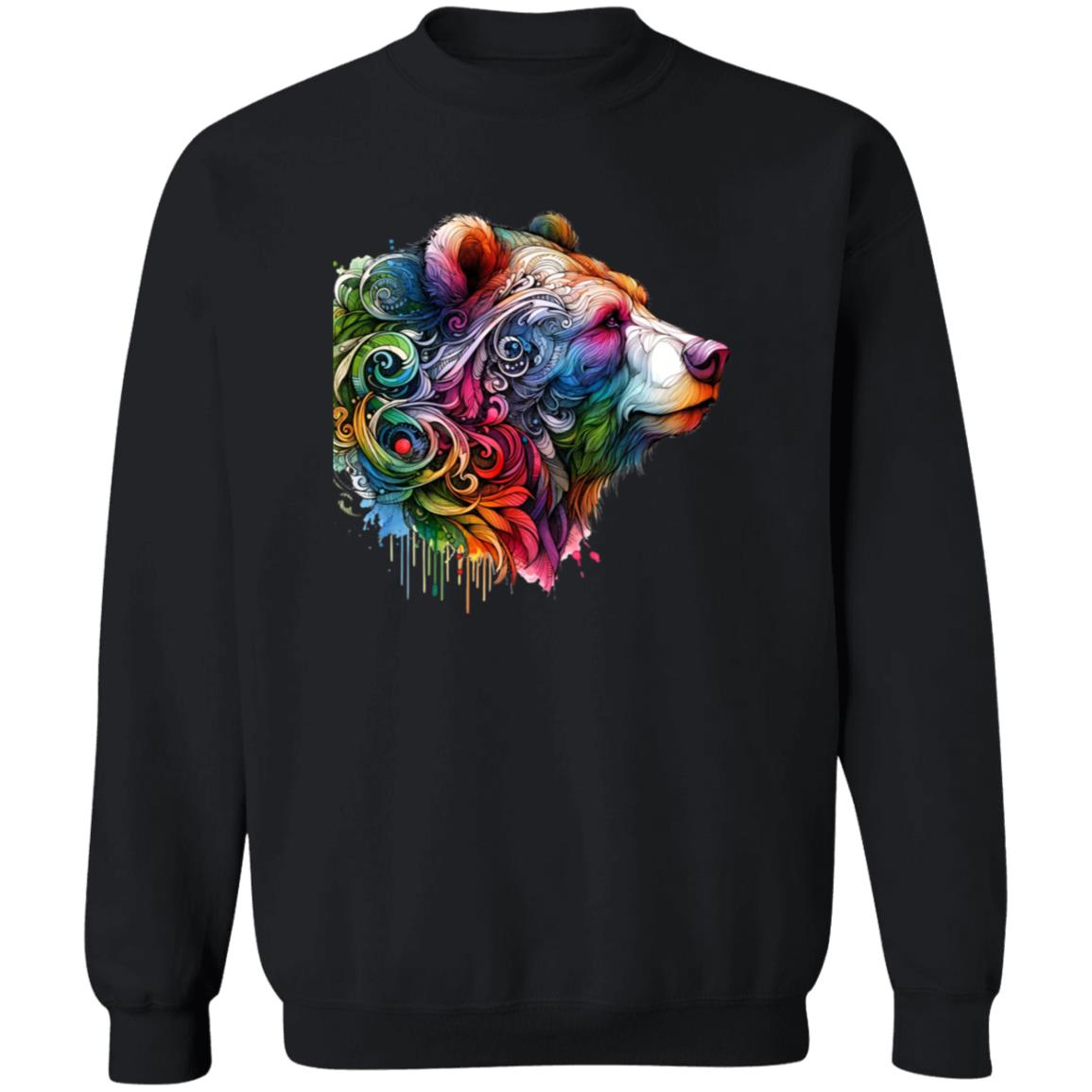 Bear colorful artistic Unisex Sweatshirt Black Navy Dark Heather-Family-Gift-Planet