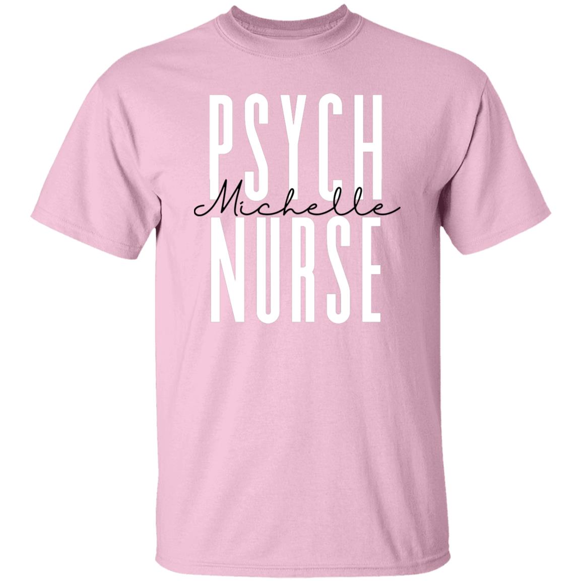 Personalized psych nurse T-shirt gift Custom name Mental health Psychiatric nurse Unisex Tee Sand Pink Light Blue-Family-Gift-Planet