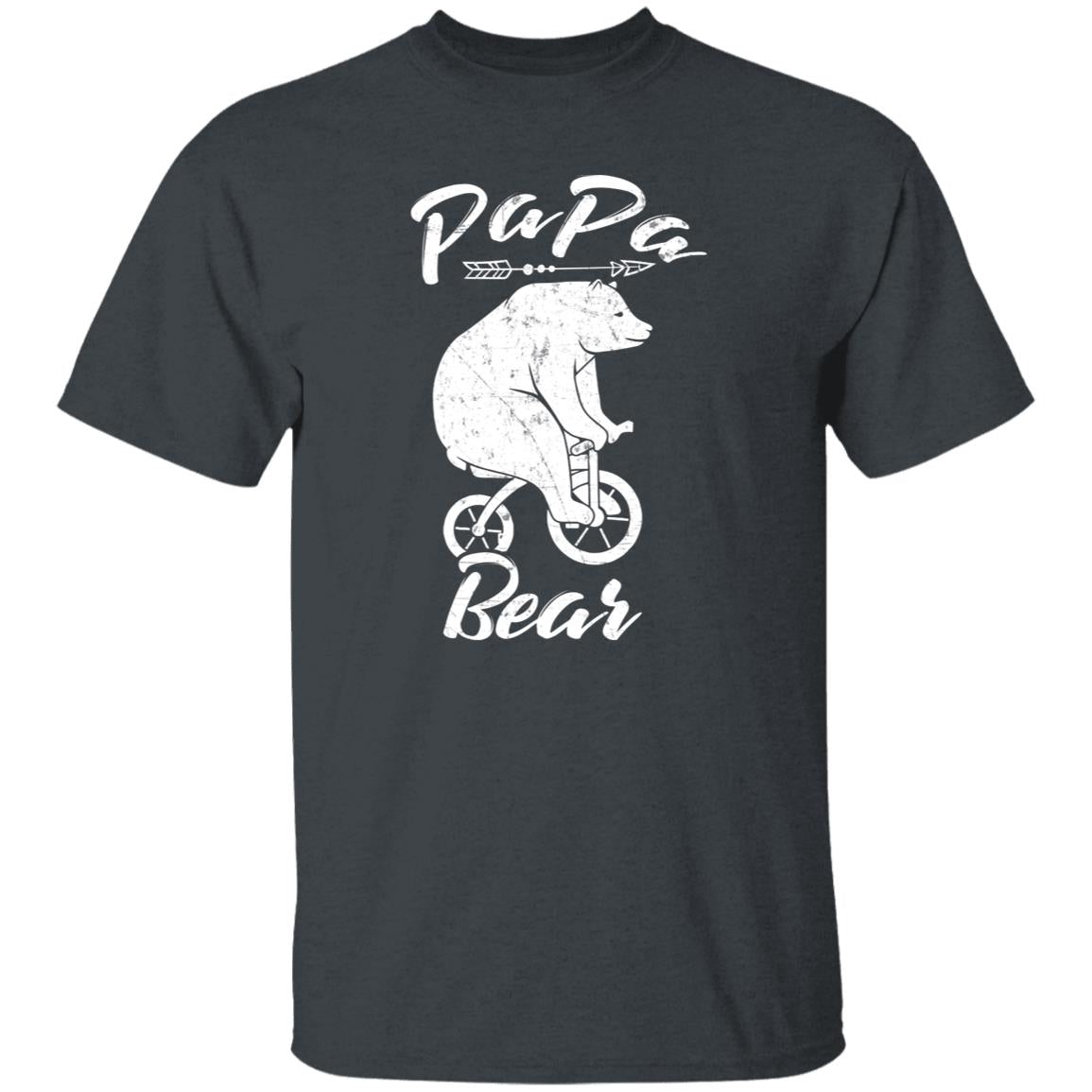 Papa Bear on bicycle shirt father's day gift Black Navy Dark Heather-Dark Heather-Family-Gift-Planet