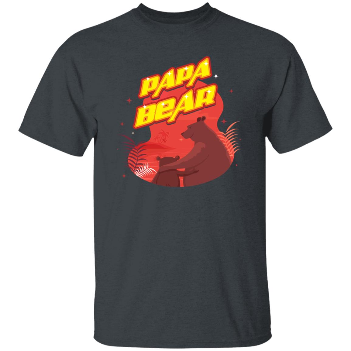 Papa Bear Unisex T-shirt gift for dad Father's day tee black dark heather-Dark Heather-Family-Gift-Planet