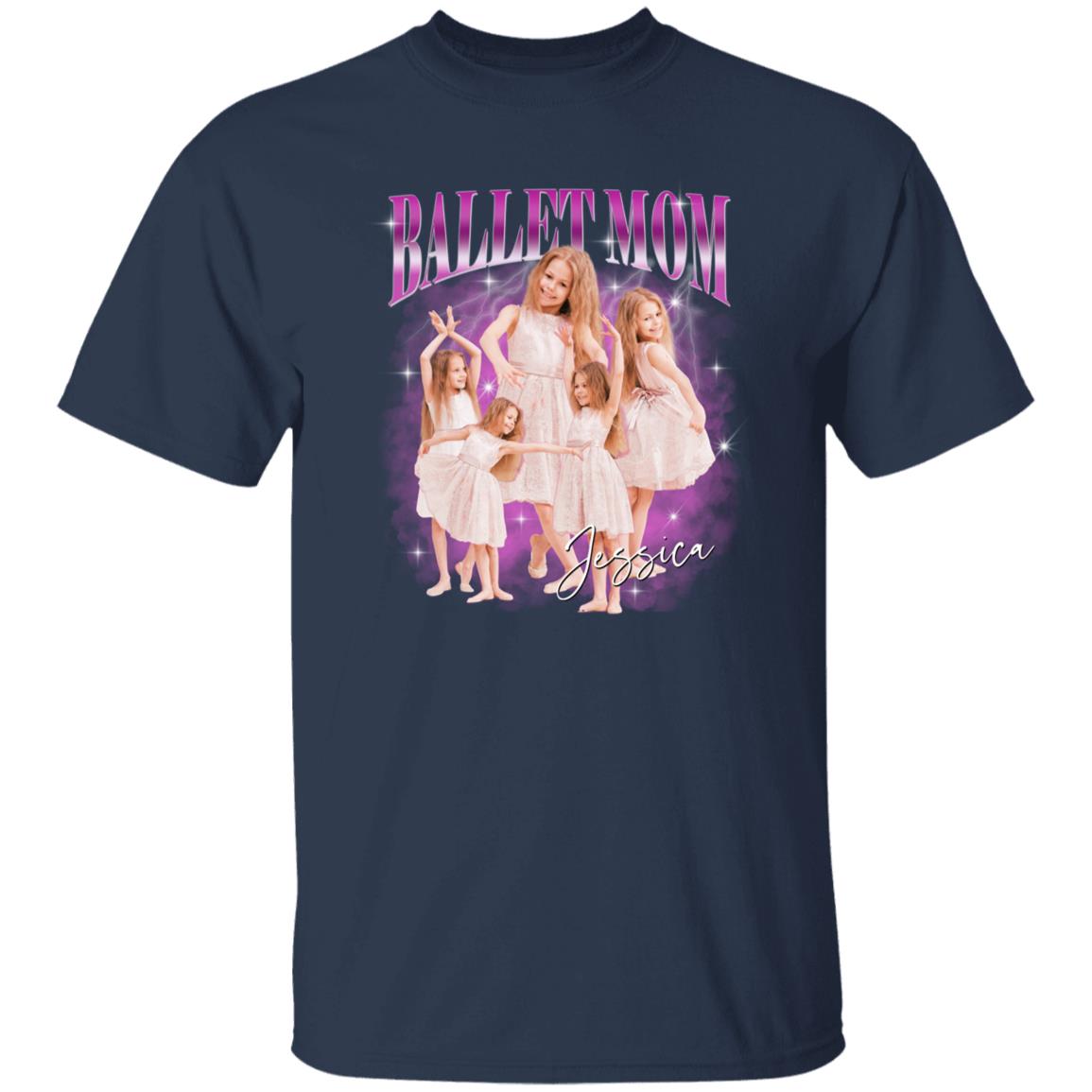 Custom Ballet Mom Unisex T-Shirt Your pictures Ballerina girl mama tee Ballet dance Black Navy Dark Heather-Family-Gift-Planet