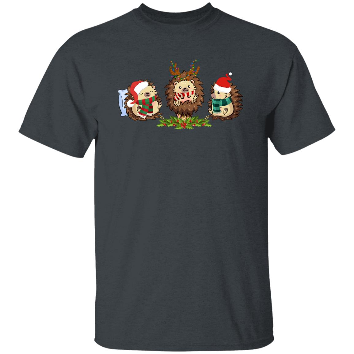 Hedgehogs Christmas Unisex shirt hedgehog lover Holiday tee Black Dark Heather-Family-Gift-Planet