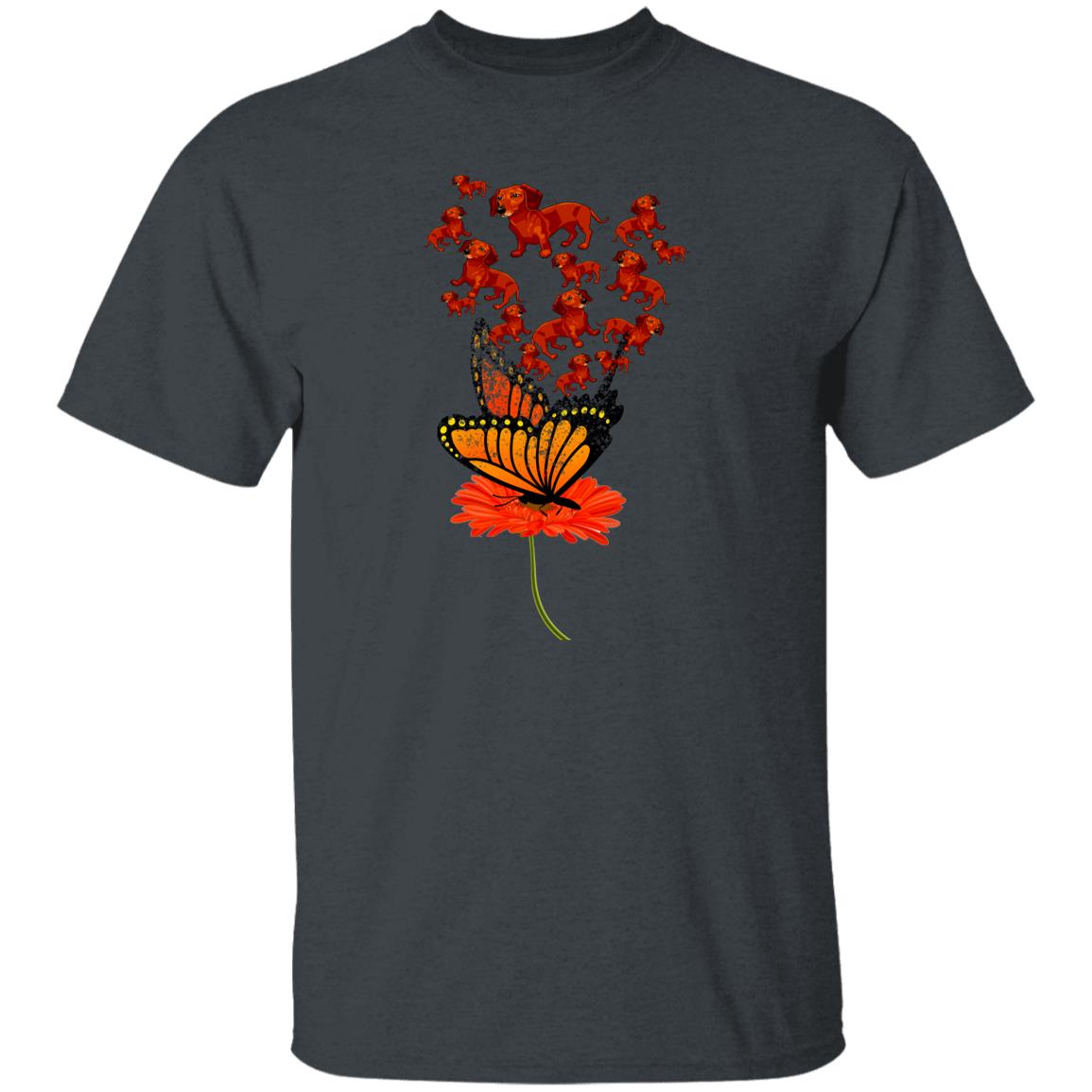 Flower butterfly dogs Unisex t-shirt gift black navy dark heather-Family-Gift-Planet
