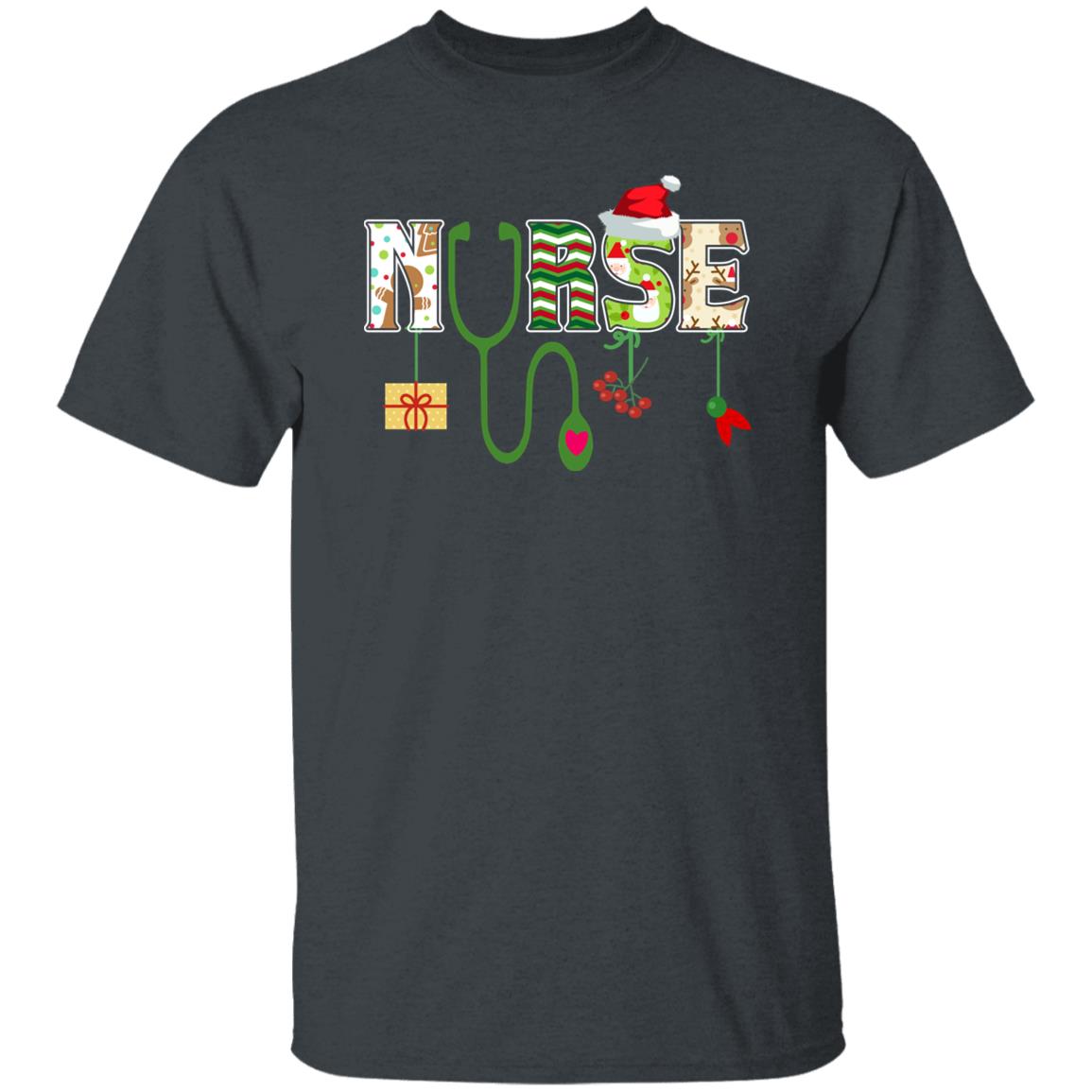 Nurse Christmas Unisex shirt Registered Nurse Holiday tee Black Dark Heather-Family-Gift-Planet