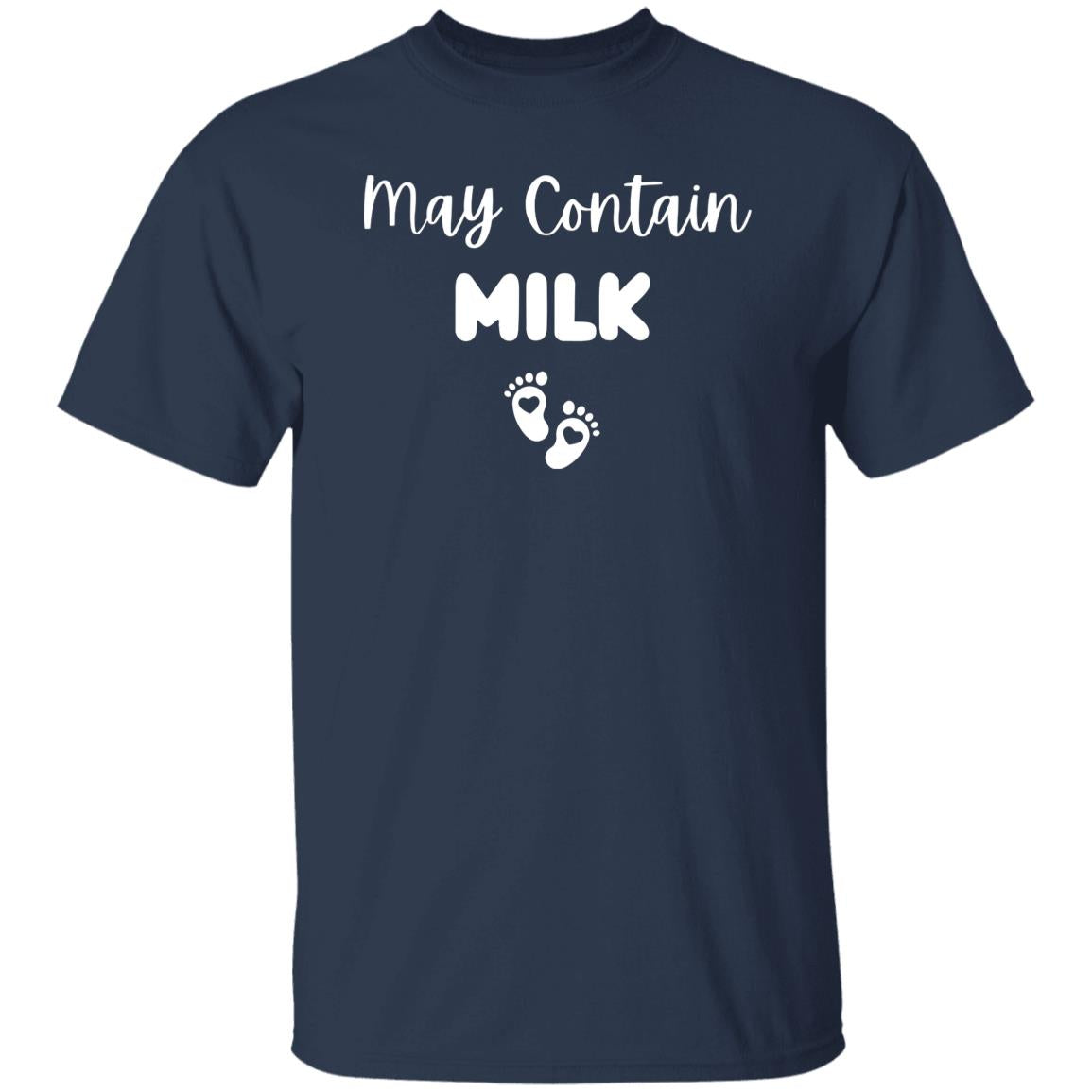 May contain milk Unisex Tshirt New mama baby shower tee Black Dark Heather Navy-Navy-Family-Gift-Planet