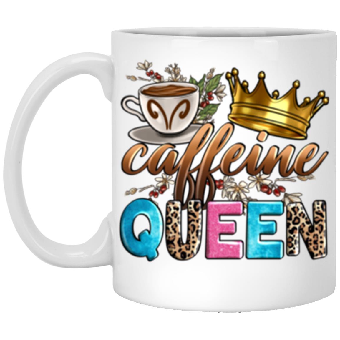 Caffeine queen 11oz White Mug gift Cool coffee lover girl cup-Family-Gift-Planet