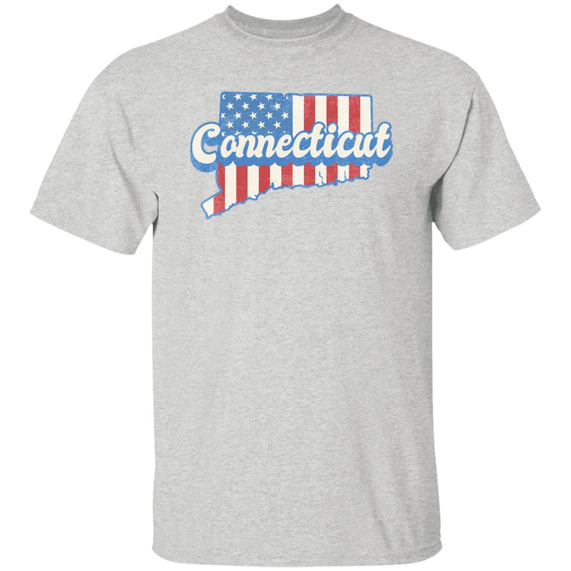 Connecticut US flag Unisex T-Shirt American patriotic CT state tee White Ash Blue-Ash-Family-Gift-Planet