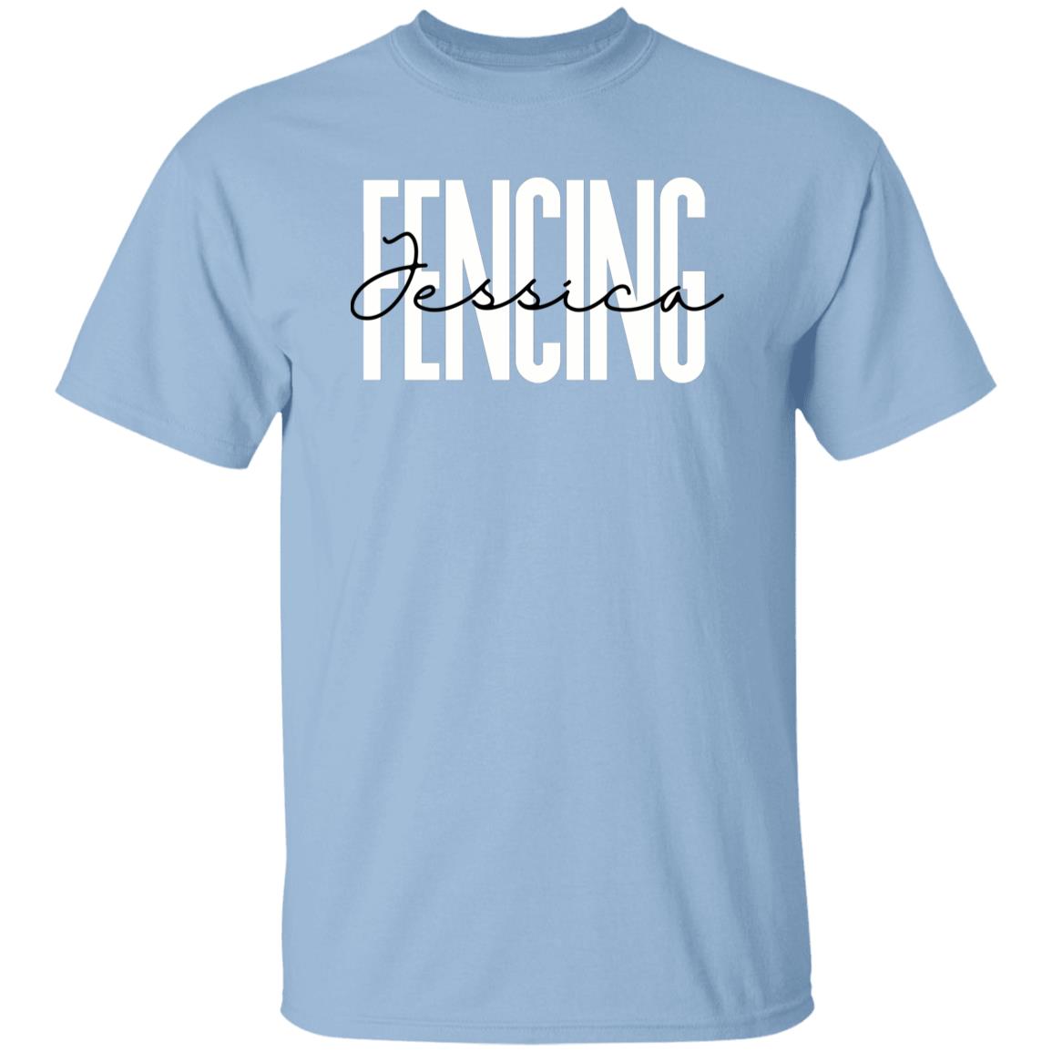 Personalized Fencing Unisex T-shirt Custom Name Fencer Sand Blue Pink-Family-Gift-Planet